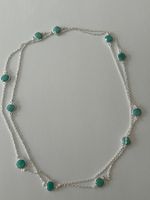 Silberkette mit facettiertem Amazonit, 110 cm Länge
