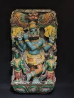 altes indisches Holzrelief, Skulptur, handgeschnitzt