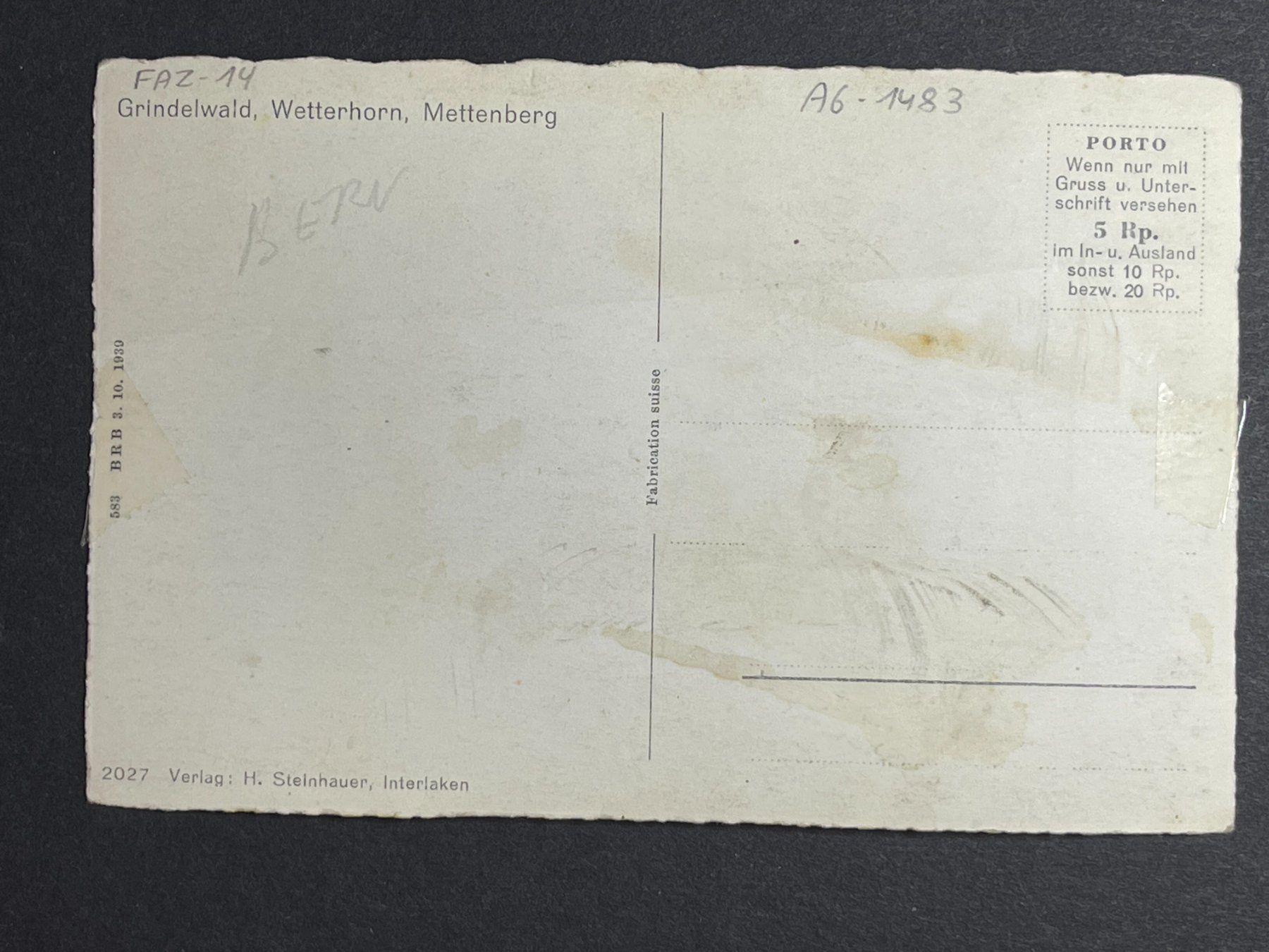 Cartoline postali: Grindelwald - Wetterhorn – Usato da Steg VS venduto da _vinci_ 1