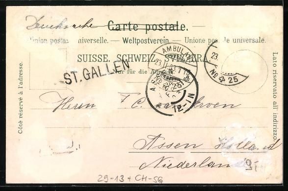 Cartoline postali: Winter-Lithographie St. Gallen, Kloster  – Usato da Berlin venduto da bartko-reher 1