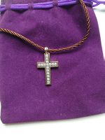 Goldkreuz mit Zirkonia Anhänger + Kette, Beutel