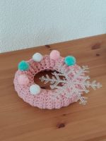 Rosa Winterkranz, Türdeko, Handarbeit, neu, Durchmesser 22cm