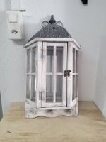 Laterne weiss Holz Metall/ Dekoration 45cm zum aufhängen
