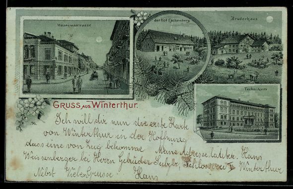 Ansichtskarten: Mondschein-Lithographie Winterthur, Muse – Gebraucht aus Berlin von bartko-reher