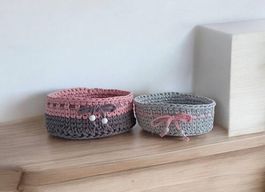 Dekokorb mit Schleife 100% Baumwolle Handgemacht Geschenk