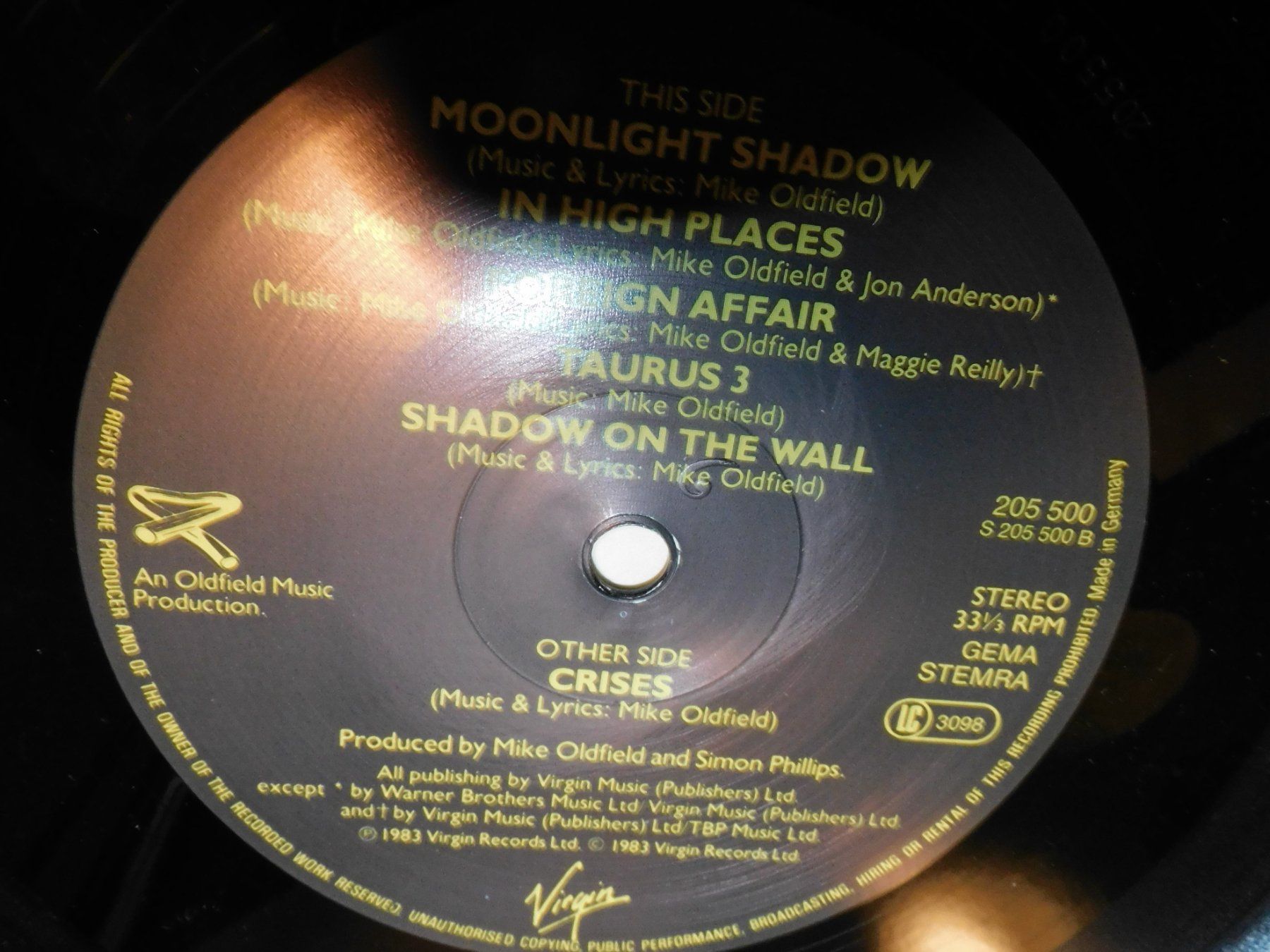 Schallplatten: LP Schallplatte  1983 Moonlight Shadow Mike Oldfield – Gebraucht aus Sursee von 76 4