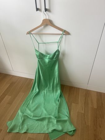 Maxikleid hellgrün Seide Slipdress Trägerkleid Grösse S