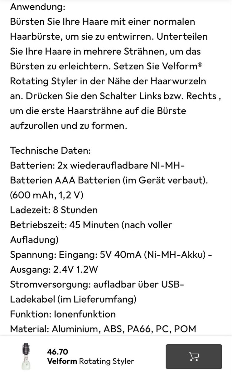 Asciugacapelli: Neue ! Velform Rotating Styler - Warmluftbürste – Nuovo e nell'imballaggio originale da Illnau venduto da Sniwi67 8