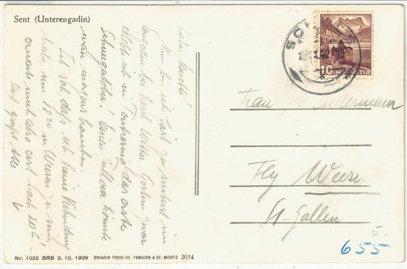 Cartoline postali: Unter-Engadin - Sent – Usato da Ettingen venduto da Kartenplanet 1
