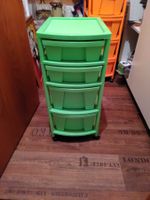 Trolley grün 4 Schubladen Kunststoff Rollen Breite 30cm