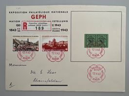 1943 GEPH Genf Einges. Breif  mit W17+18 + B20+21