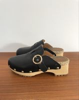 See by Chloé Leder Clogs Schwarz – Holz Plateau / Wedge 