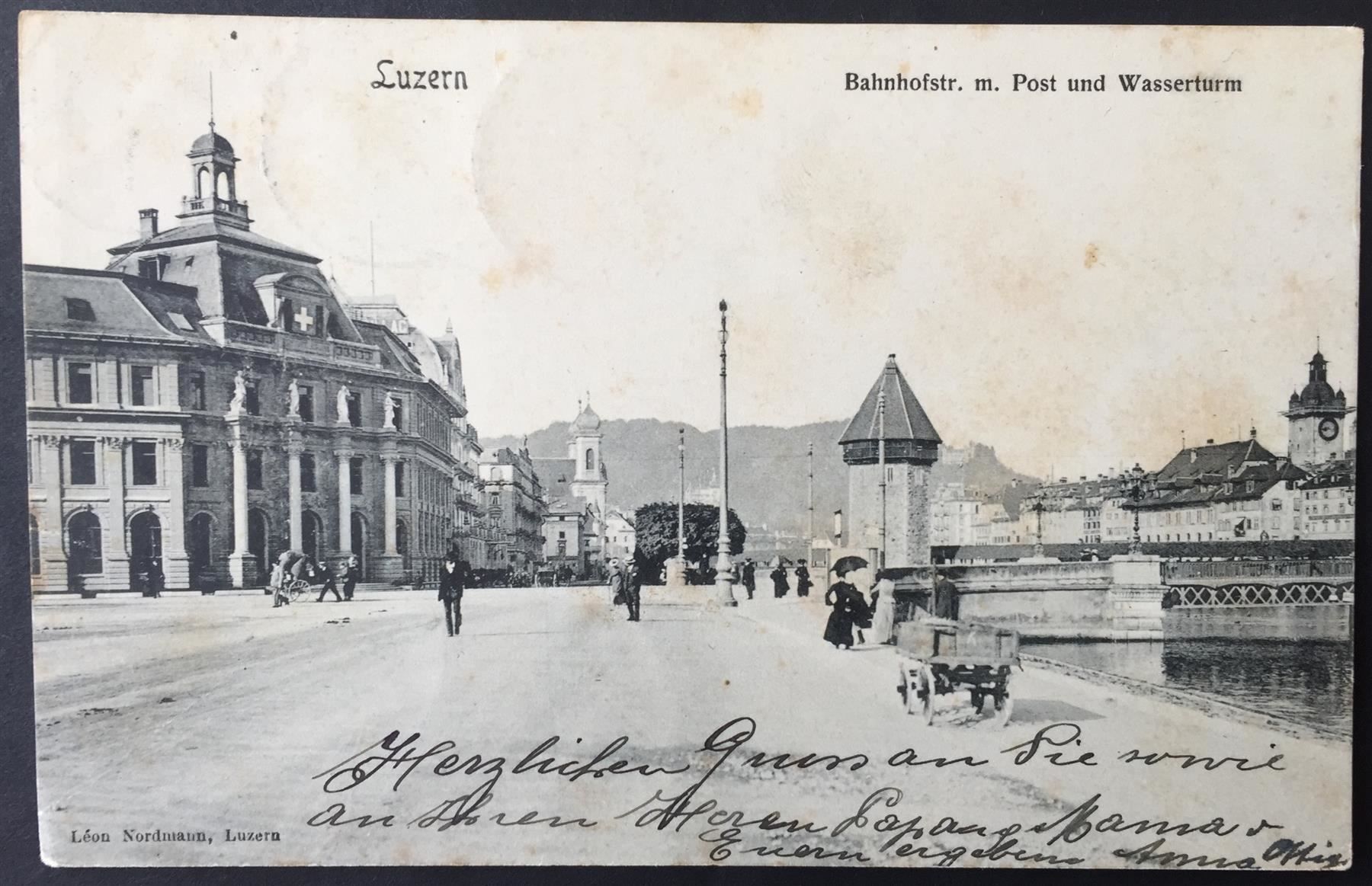 Cartes postales: LUZERN Bahnhofstr. m. Post und Wasserturm – D'occasion à Jona par philajona