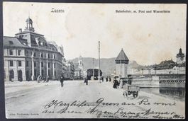 LUZERN Bahnhofstr. m. Post und Wasserturm