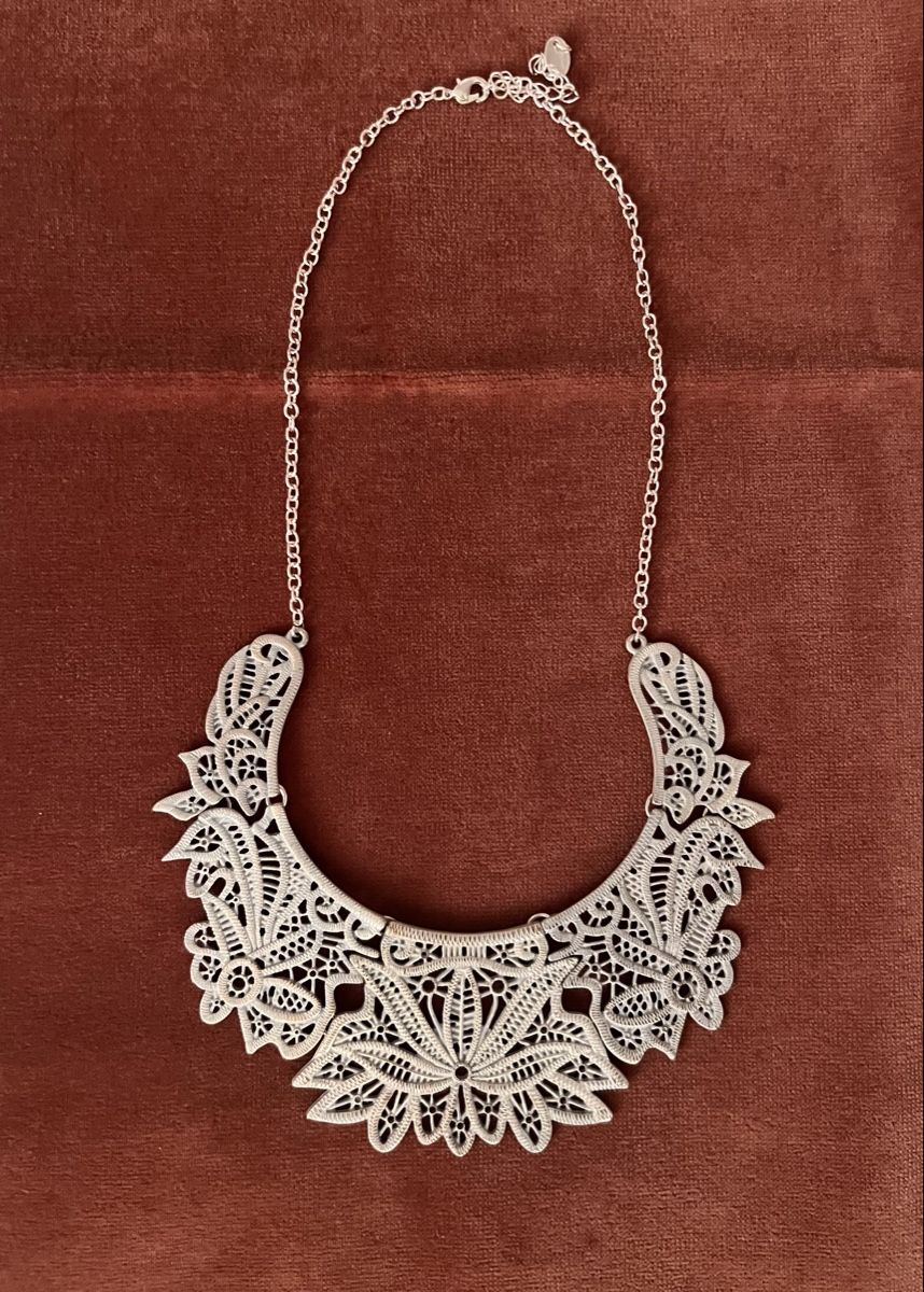 Catenine: Statement Halskette Collier Modeschmuck silberfarben floral – Nuovo (secondo la descrizione) da Turgi venduto da SHK 5