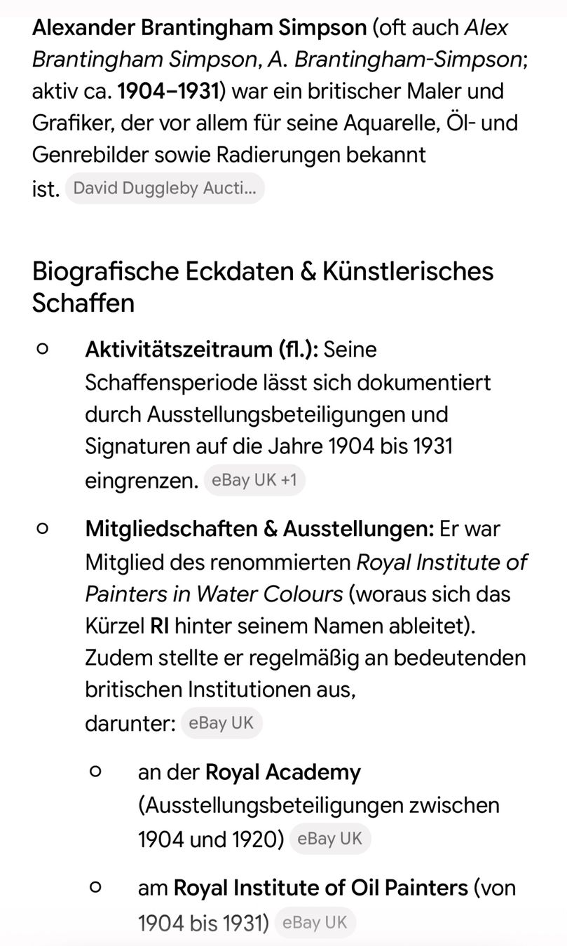Dipinti: Brantingham Simpson Alexander (1904-1931 aktiv) – Usato da Grosshöchstetten venduto da Perle1951 4