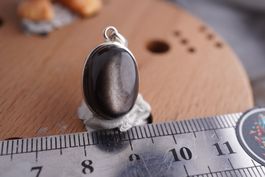 Silber Obsidian    20mm x 12mm    Anhänger  "TOPSTONE"