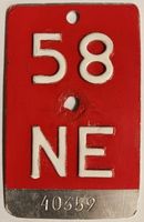 Velonummer Neuenburg NE 58, 1958