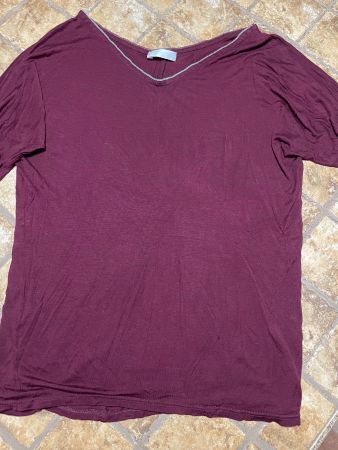 Promod blusa di cottone decorato catena-colore burgundo