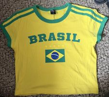 Damen T-Shirt Brasilien Flagge Grösse S Neu