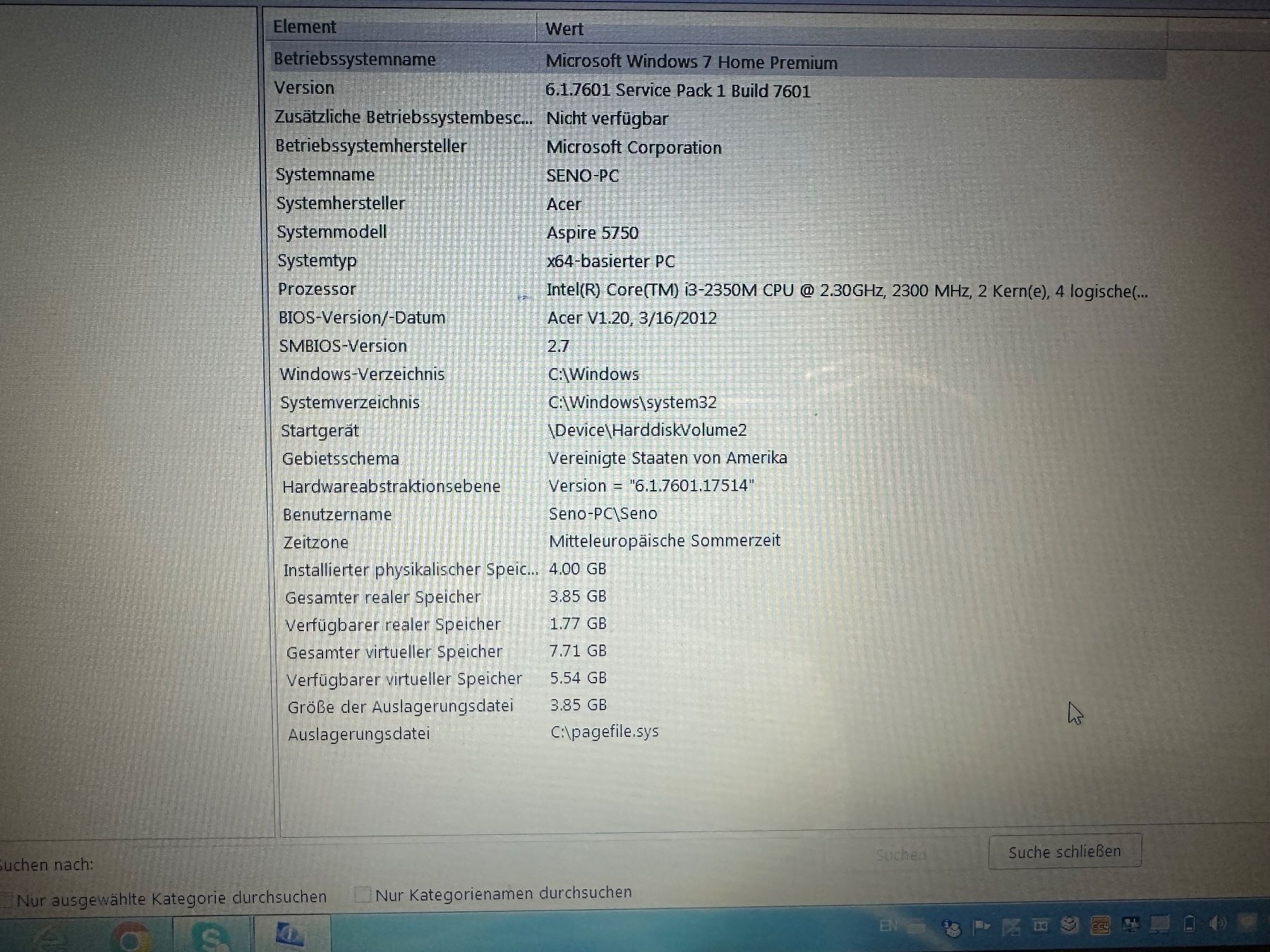 Acer PCs: Acer Computer inkl. Ladekabel – Gebraucht aus Landquart von Danes 5