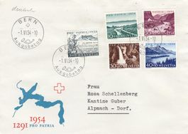 1954 Blanko FDC deutsch illustrierter Umschlag Serie PP