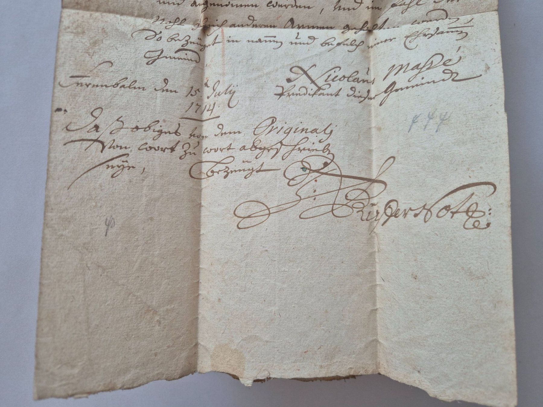 Documenti: Brief Kopie 15 Juli 1714 – Usato da Langendorf venduto da zvonu161 3