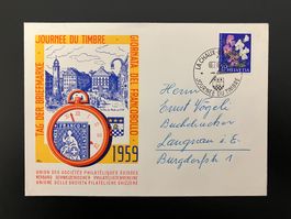 Postkarte Tag der Briefmarke 1959 La Chaux-de-Fonds (J182)