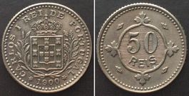 PORTUGAL 50 Reis 1900 CARLOS I Ku-Ni ERHALTUNG! unz-