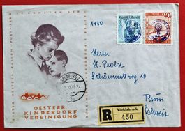 ÖSTERREICH BALLON FLUGPOST VÖCKLABRUCK SALZBURG THUN 1948