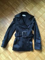 Schwarzer Satin-Trenchcoat für Damen, Grösse S