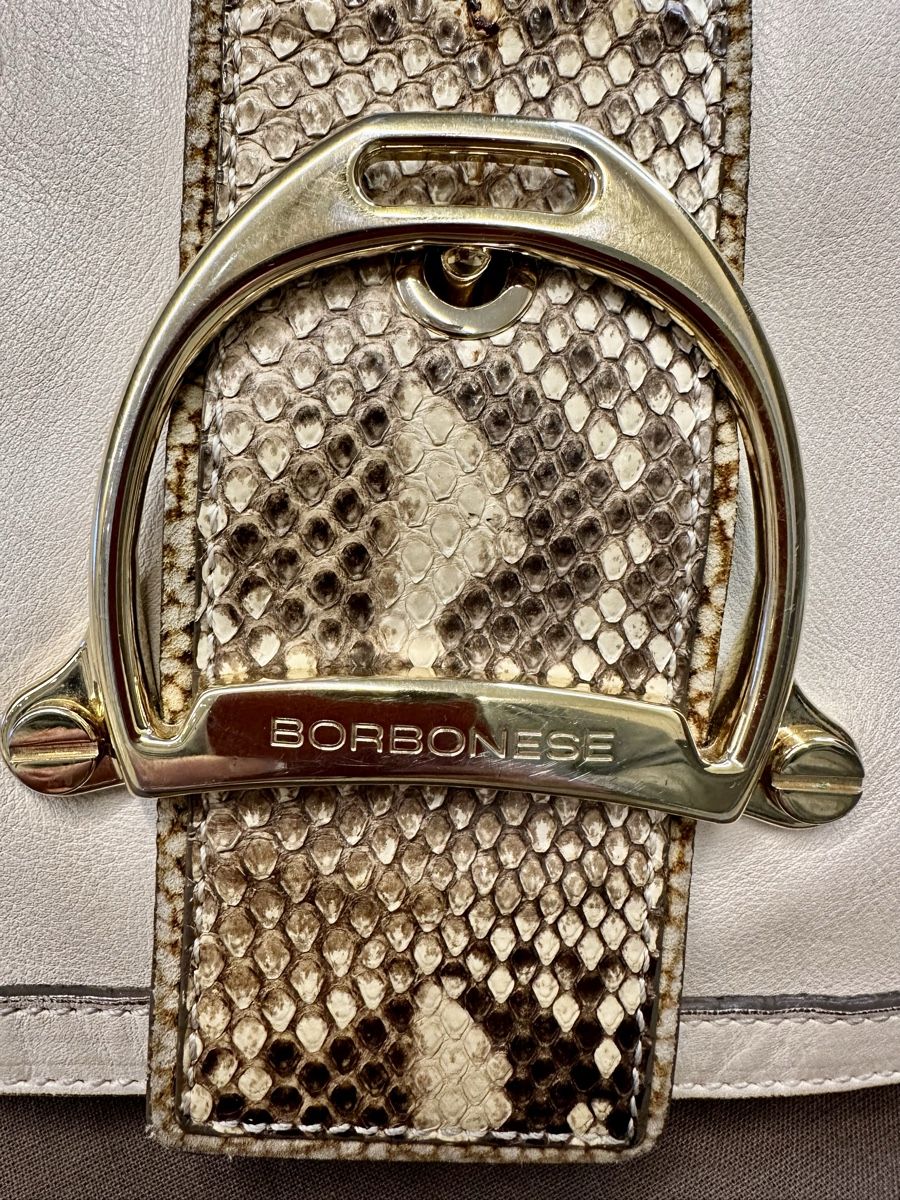Borbonese Borse da donna: Borsa Borbonese, pelle, pitone, beige chiaro. – Usato da Melano venduto da c.alonso 1