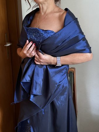 Abito da cerimonia blu con paillettes taglia XL