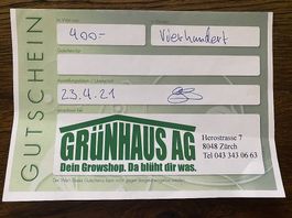 Gutschein Grünhaus AG über 400.-