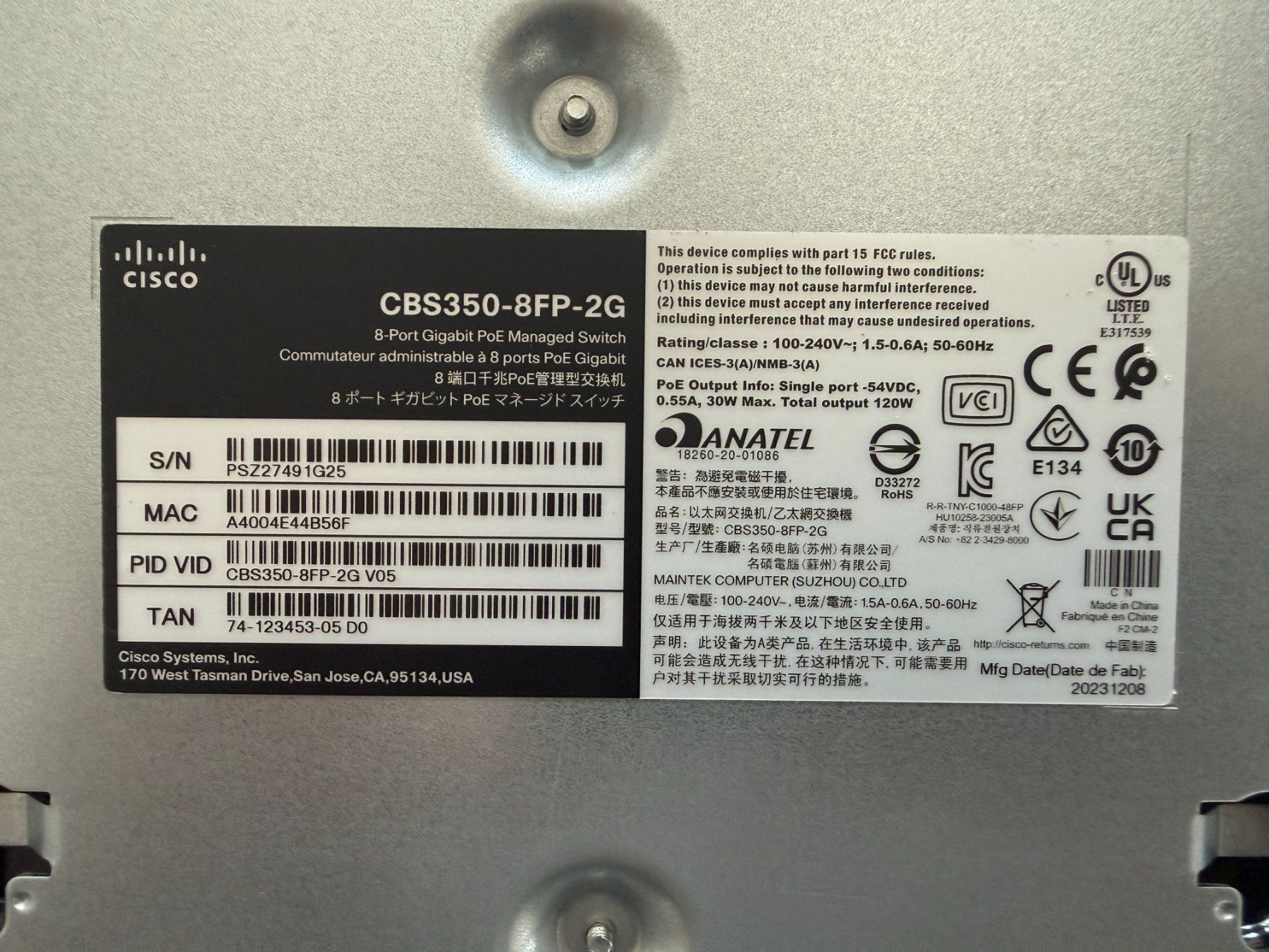 Cisco Hubs & Switches: Cisco switch PoE+ CBS350-8FP-2G – D'occasion à Founex par MaevaMatahi 2