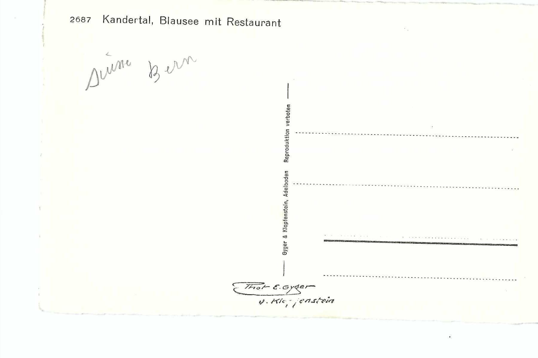 Ansichtskarten: Kandergrund - Frutigen: Blausee mit Restaurant, ruderboot – Gebraucht aus Thun von 44wart 1