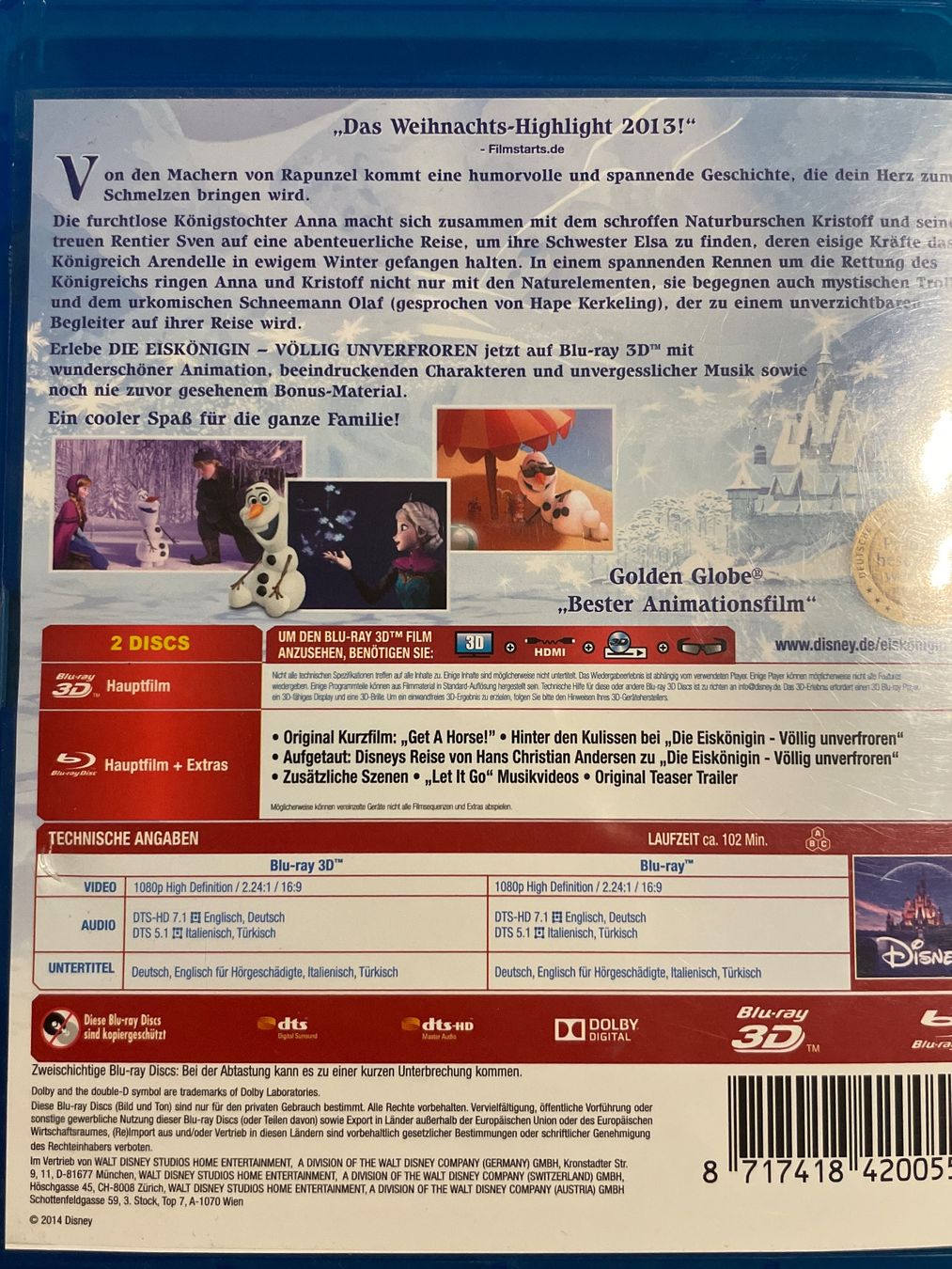 Alle DVDs: Die Eiskönigin 3D / 2D  (2013) – Gebraucht aus Waldenburg von Gonzo8 1