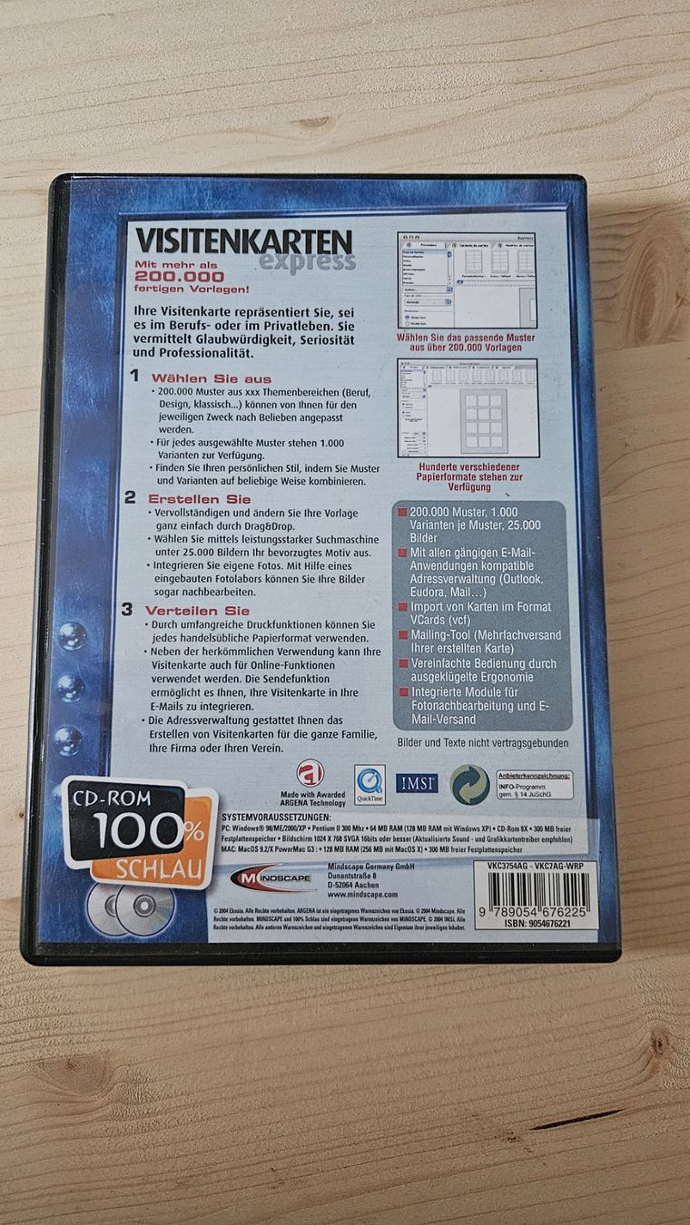 CD & DVD vergini: Visitenkarten Express CD-ROM, 200.000 Vorlagen, Top Zustand – Usato da Escholzmatt venduto da _die_Kaempferin 1