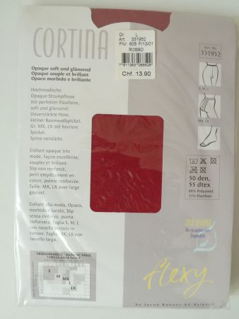 Flexy Cortina SWISS MADE blickdichte Strumpfhose Gr L Rot !