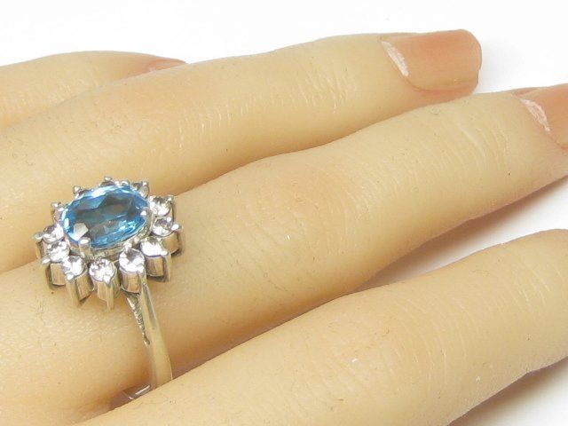 Ringe: Vintage Ring Silber 835 blauer weisser Topas Gr. 58 – Gebraucht aus Ermatingen von Decovin 1