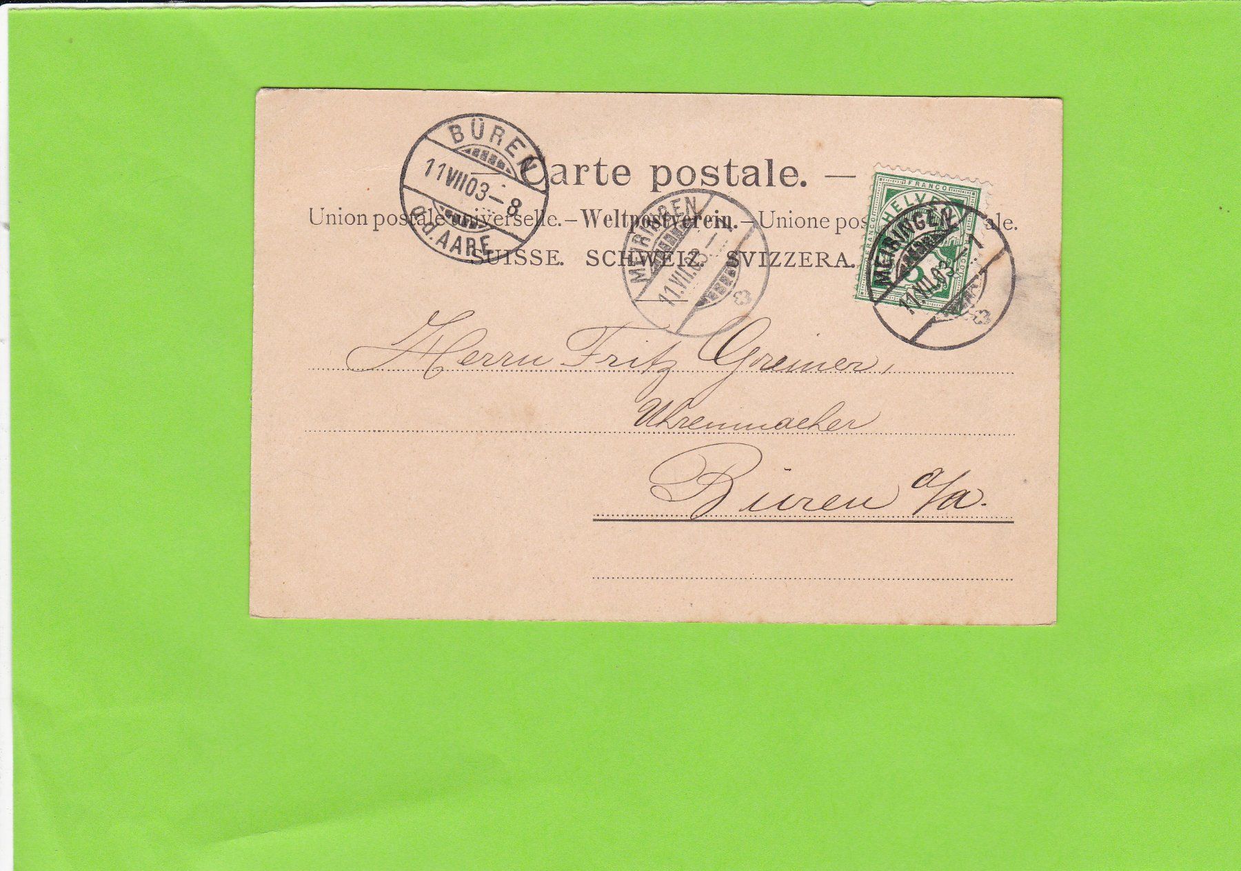 Cartes postales: Aareschlucht--1903 versendet – D'occasion à St. Peterzell par neckertal 1