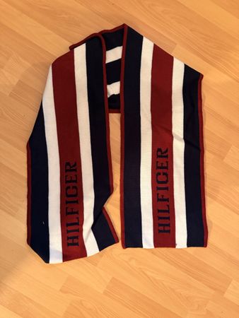 Strickschal Tommy Hilfiger gestreift rot blau weiss