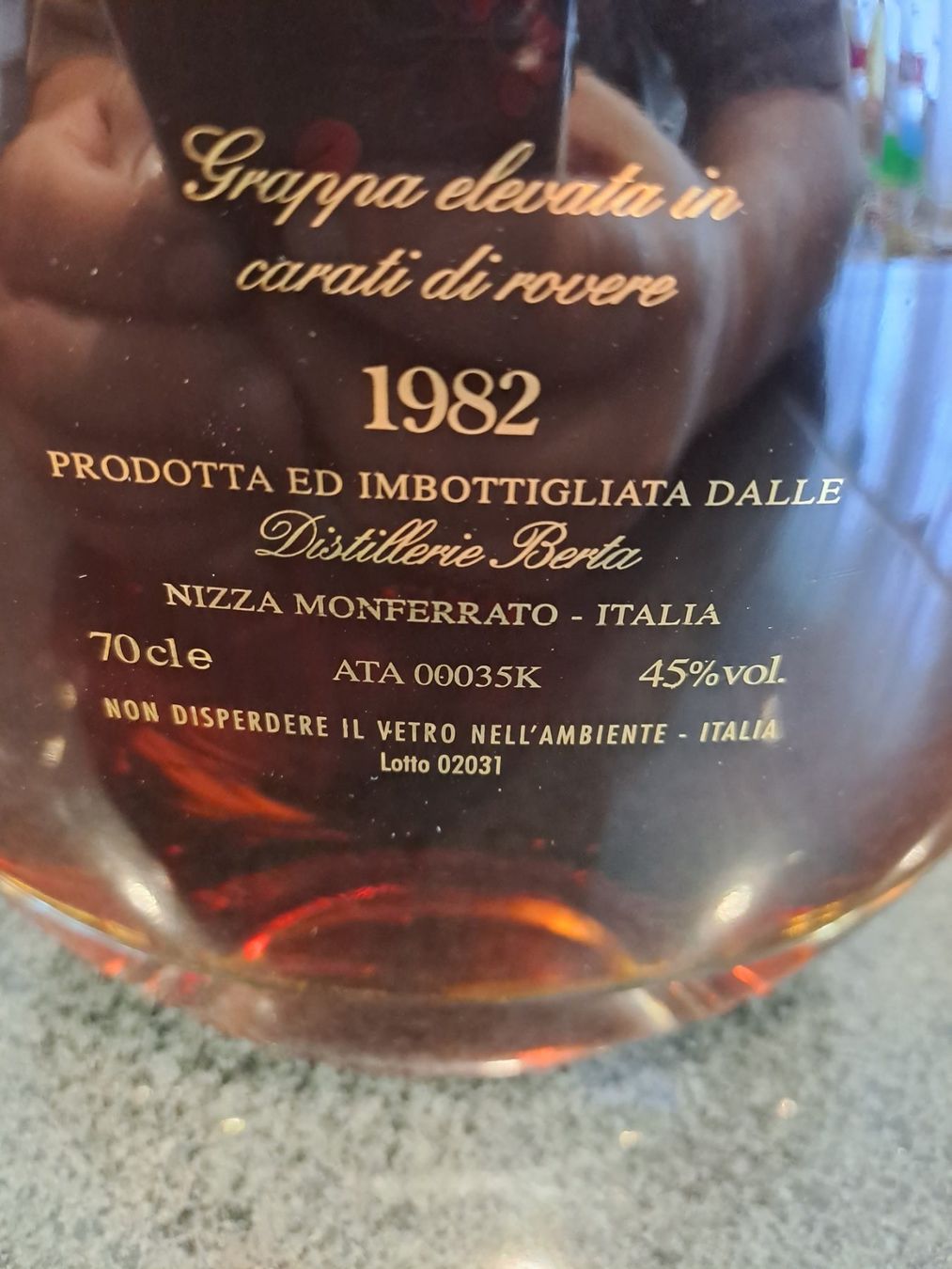 Berta Bevande alcoliche: Berta Grappa VENTANNI 1982 mit OHK  41 Jährigen Berta Grappa – Nuovo e nell'imballaggio originale da Elsau venduto da Kellerraeumung 6