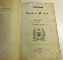 Neue Fundschätze Buch 1861 Landsbuch Kanton Glarus  antik