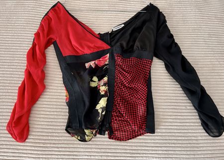 Roccobarocco Bluse Rot / Schwarz Grösse 34 Seide