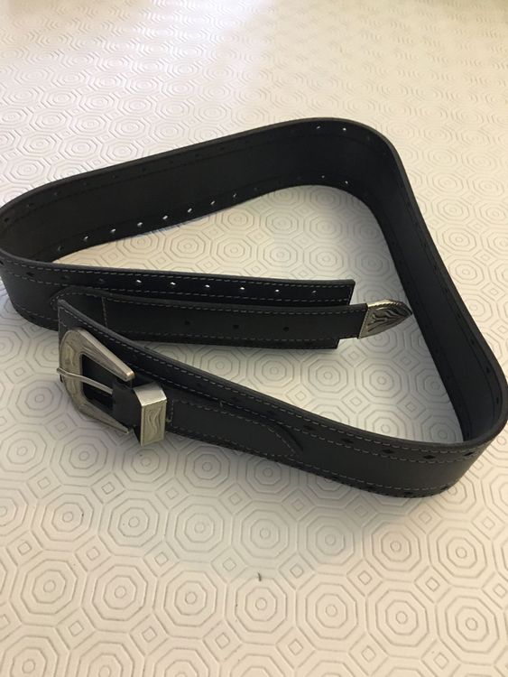 Cintura alta Soft in pelle con fibbia rivestita, colore NERO