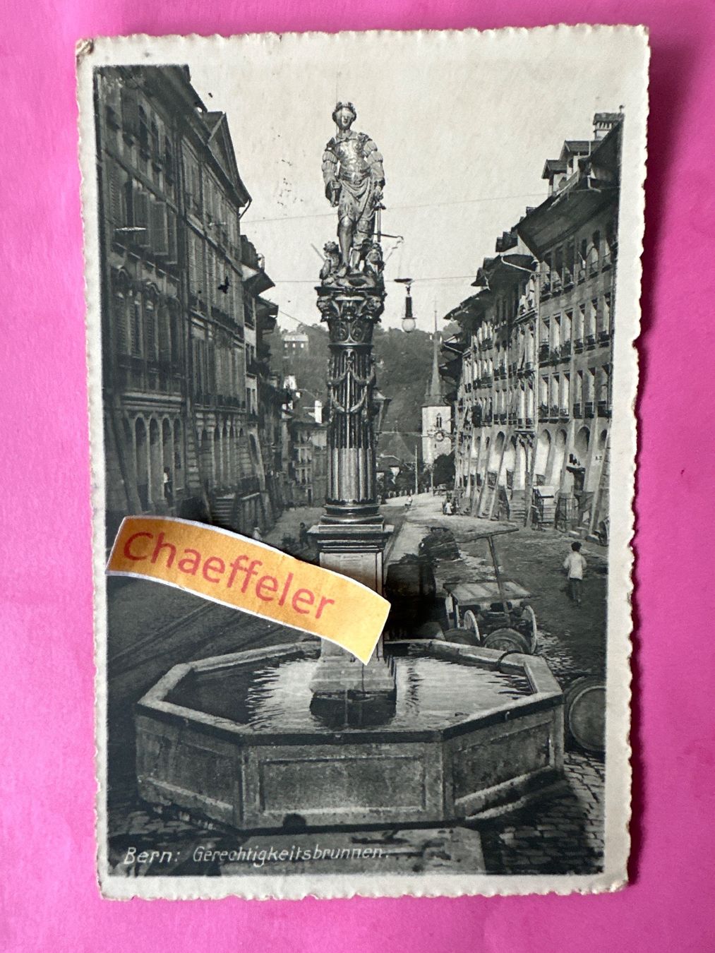 Cartoline postali: 1918 Bern: Gerechtikeitsbrunnen – Usato da Zürich venduto da Chaeffeler