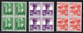 Pro Juventute 1939 4er-Blocks ⊞ postfr. ** J89-J91 Kat. 16.-