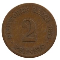 Deutschland Kaiserreich 2 Pfennig 1876 H
