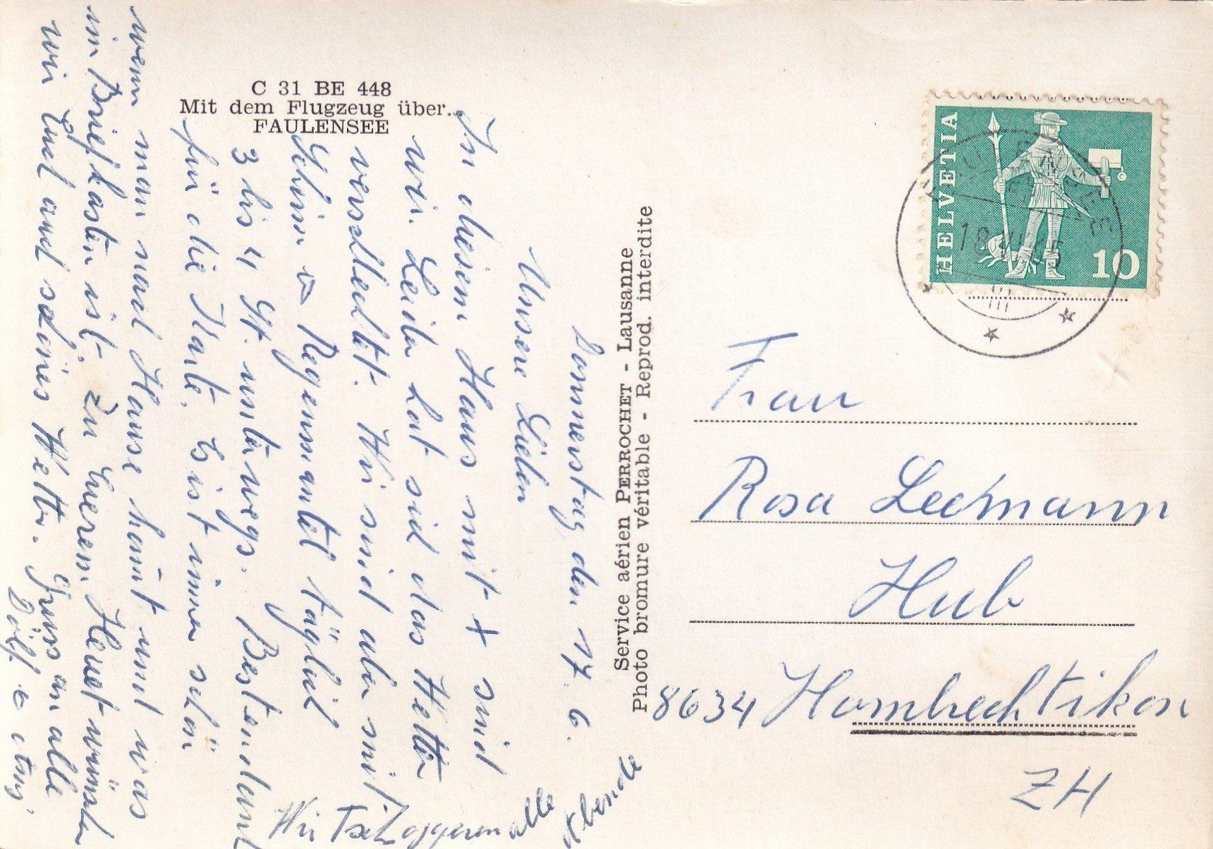 Cartes postales: Faulensee mit dem Flugzeug über – D'occasion à Olten par clotaldi 1
